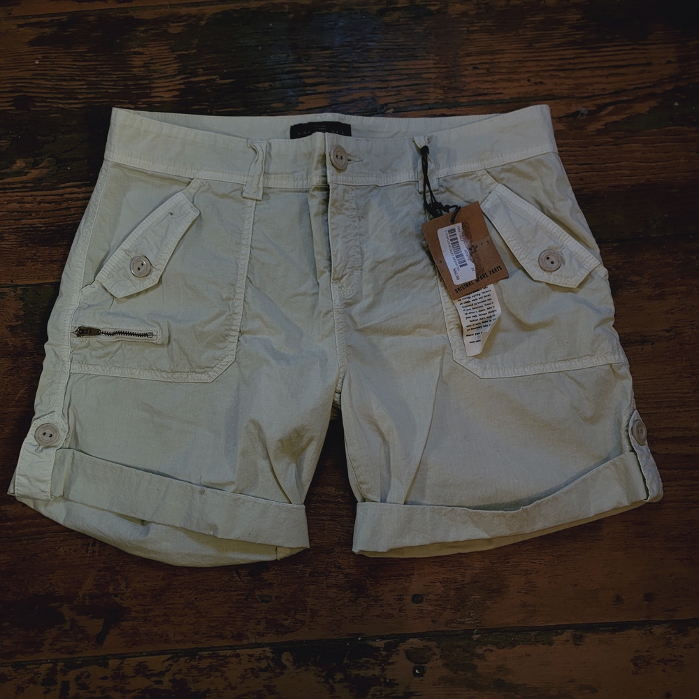 Sanctuary Poplin Street Bermuda Casual Utility Cargo Surplus Roll Cuff Shorts 32